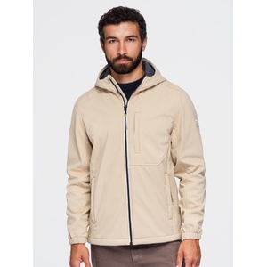 Ombre Clothing Мъжко яке SOFTSHELL с вълнен подплат и качулка - пясъчно V4 OM-JANP-0292 Ombre Clothing Ombre Clothing | Bezhov | МЪЖЕ | S