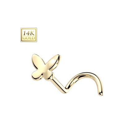 Šperky4U zlatý piercing do nosu motýlek ZL01237-YG