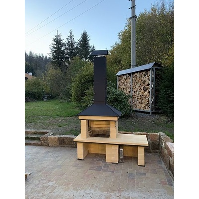 Zahradní krby Jiří Věříš Víceúčelový zahradní krb s udírnou provedení KOMBI 0 cm Žlutá – Hledejceny.cz