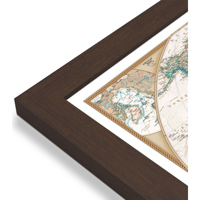 National Geographic Svět - nástěnná mapa Executive 116 x 77 cm Varianta: mapa v dřevěném rámu, Provedení: Pegi skořice
