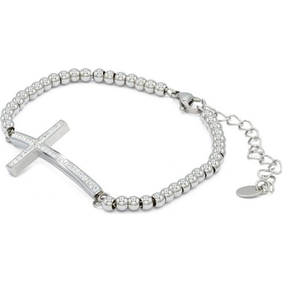 Prosperk ocelový náramek Křížek se zirkonky S0250