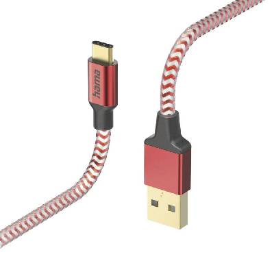 Кабел Hama 201559, от USB-A(м) към USB-C(м), 1.5m, червен (HAMA-201559)