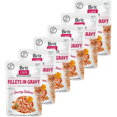 Brit Care Cat Fillets in Gravy Savory Salmon 6 x 85 g