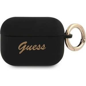 Guess Калъф Guess GUAPSSSK Vintage Script за Apple AirPods Pro, черен/силико (GUE001376)