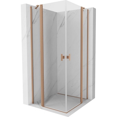 Mexen Mist Duo сгъваема душ кабина 80 x 80 cm, прозрачна, четкана мед - 8A4-080-080-65-00 (8A4-080-080-65-00)