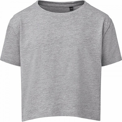 Build Your Brand dívčí crop top šedý melír