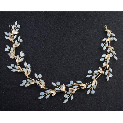 Naishide Jewelry Ozdoba do vlasů se světle modrými krystaly a zlatými lístky
