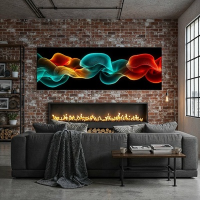 Obraz na plátně - Barevné houboví promlouvá FeelHappy.cz Rozměr obrazu (Šířka x Výška): 150 x 50 cm