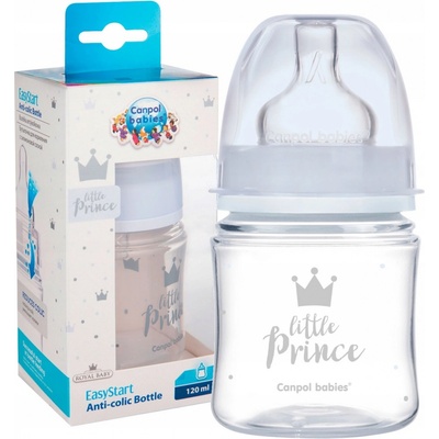 Canpol babies fľaša sa širokým hrdlom Royal Baby Blue 120 ml
