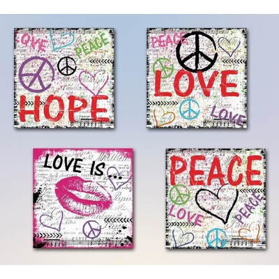 Obraz "LOVE&PEACE" 30x30/4dr.