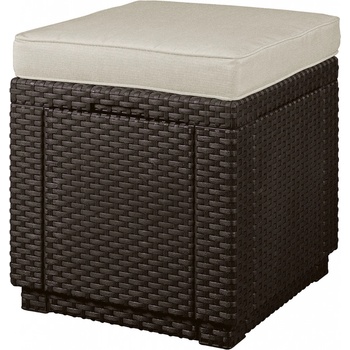 KETER Cube taburet s polstrom hnedý