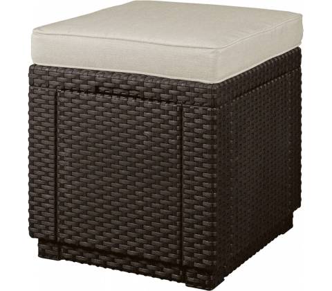 KETER Cube taburet s polstrom hnedý