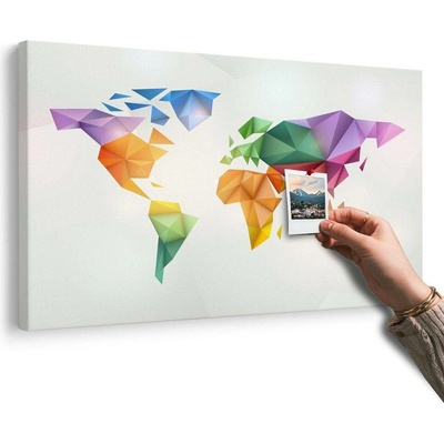 Obraz na korku barevná mapa světa ve stylu origami - 90x60 metallic