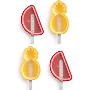 Lékué Комплект от 4 форми за сладолед на клечка Lekue 1010239, 340 мл, -20°C / +100°C, Платинен силикон, Многоцветен (1010239)