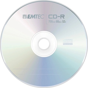 EMTEC Оптичен носител CD-R, 700MB, Emtec, 52x, 50бр
