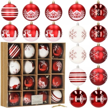 SPRINGOS Vianočné banky bielo-červené mix 8cm sada 16ks