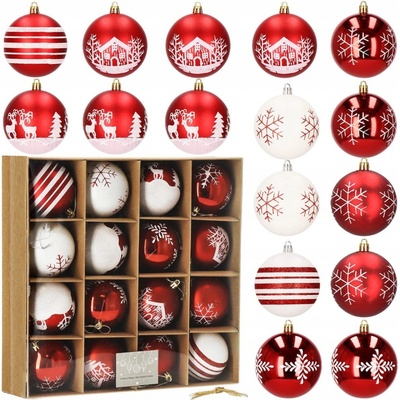 SPRINGOS Vianočné banky bielo-červené mix 8cm sada 16ks