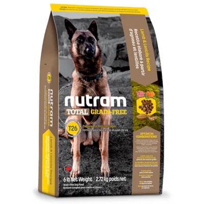 T26 Nutram Total Grain-Free® Lamb & Legumes Natural Dog Food, Натурална кучешка рецепта БЕЗ зърно с Агне и Бобови растения, Приготвена за всички стадии на живота, Канада - 11.34 кг