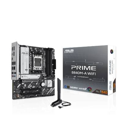 Дънна платка ASUS PRIME B840M-A WIFI (AMD AM5, 4xDDR5, 3xM. 2, 2.5Gb LAN, Wi-Fi 6E, HDMI, 2xDP) Micro ATX (70979)