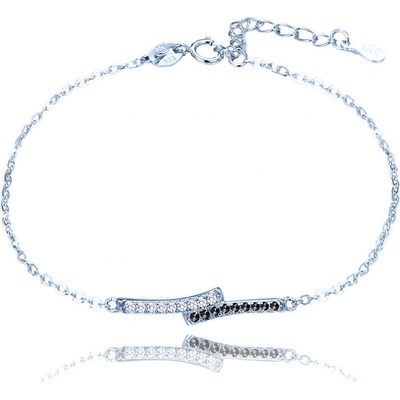 MINET 0622 Luxusní stříbrný náramek s bílým a černými zirkony