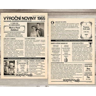 Dárek k diamantové svatbě: Noviny k výročí svatby 1965