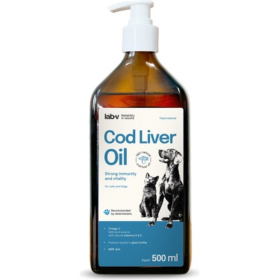 Lab-v Cod Liver Oil - 100% рибено масло от черен дроб за кучета и котки 500 мл