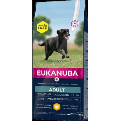 EUKANUBA Large Adult - Пълноценна суха храна за израснали кучета от големи и едри породи с пилешко и пуешко месо, 15 кг