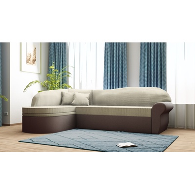 DST Ъглов диван Leo-dst, венге кожа + светло кафяво