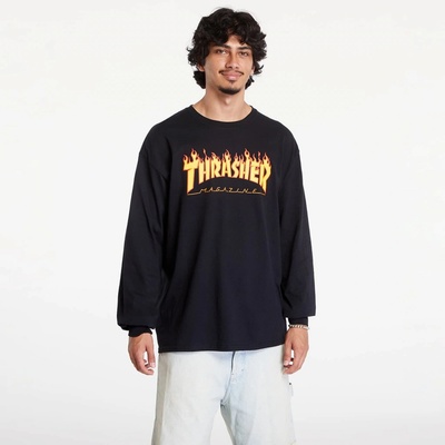 Thrasher tričko Flame Logo LS Black
