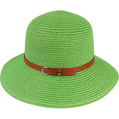 Biju dámsky slamený klobúk s opaskom 9001631 zelený