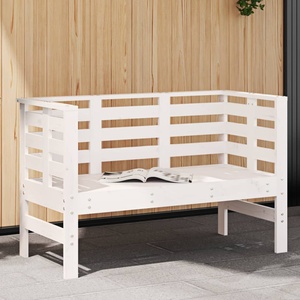 vidaXL Градинска пейка, бяла, 111, 5x53x71 см, борово дърво масив (825136)