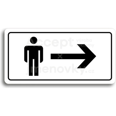 ACCEPT Piktogram WC MUŽI VPRAVO - bílá tabulka - černý tisk