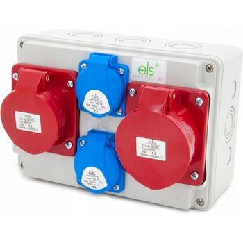 Stavební rozvaděč 32A/5P + 16A/5P + 2*GS 230V, nástěnný kryt, ELS