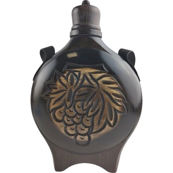 Дърворезбована бъклица за ракия със стъклен контейнер 200 мл (6175)