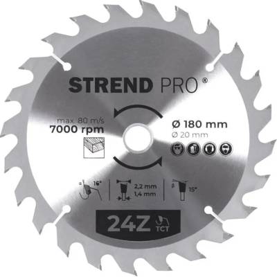 Kotúč Strend Pro TCT 180x2.2x20/16 mm 24T, na drevo, pílový, SK plátky