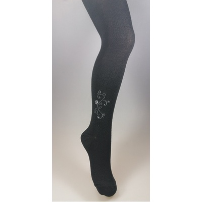 Dievčenské pančuchy Ornament čierna