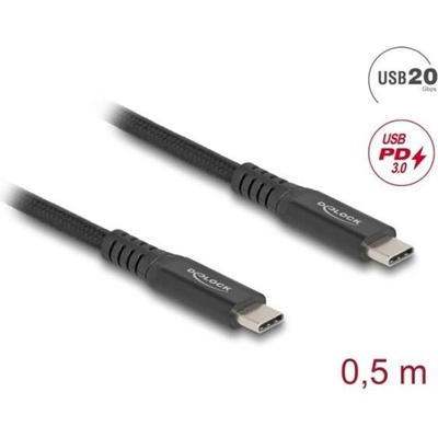 Delock USB 20 Gbps USB Type-C™ samec na samec PD 3.0 100 W E-Marker 0,5m černý kov 80023