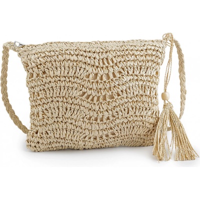 Prima-obchod Háčkovavá kabelka z rafie lýka se zipem 27x23 cm 1 přírodní
