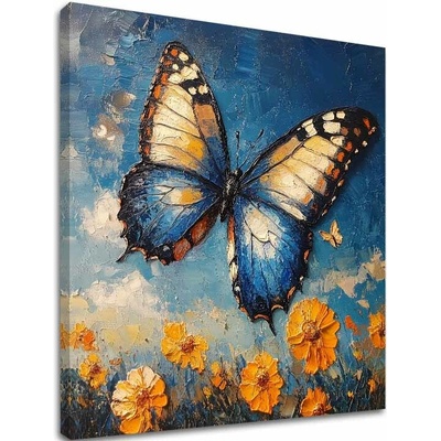 Obraz motýľov Slnečný deň - 100% originál domaľovaný akrylom - 100x100 cm