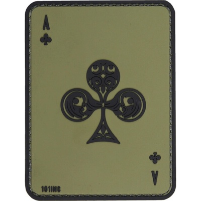 Gumená nášivka 101 Inc Ace of Clubs - olivová