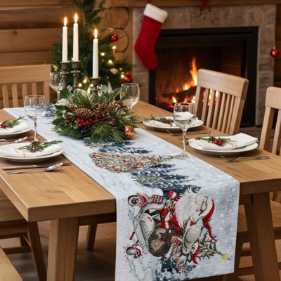 Mondo Vianočný gobelínový behúň Santa na skútri Chenille IT045 40x180 cm