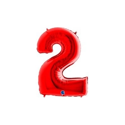 GRABO fóliový balónek ČÍSLICE ČERVENÁ 2 102cm,40 nafukovací