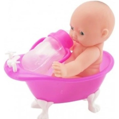Teddies bábätko ve vaničce guma/plast s lahvičkou 10 cm v plastové krabičce 13x9x6,5 cm