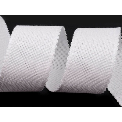 Kanavný pás šíře 50 mm zoubkovka bílá přírodní 1 m