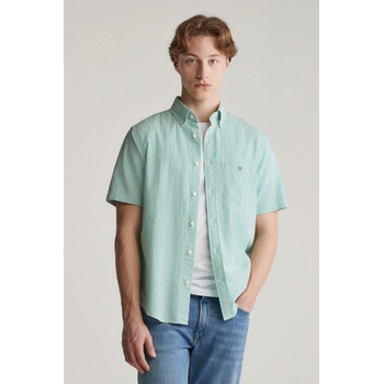 Gant pruhovaná košile reg Seersucker krátký rukáv deep green