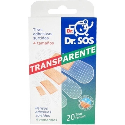 Dr. SOS Transparent náplasť prúžky mix vodeodolné 4 veľkosti 1x20 ks