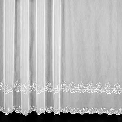 Berk voálová záclona MAJA, vyšívané ornamenty, s bordurou, bílá, výška 175cm ( v metráži)