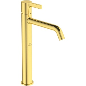 Ideal Standard Висок смесител за умивалник Ideal Standard Atelier Joy, златист цвят, с червено-син индикатор (BC854A2)