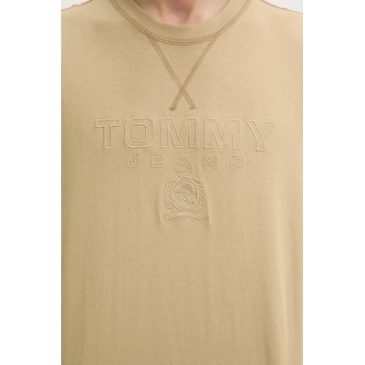 Tommy Jeans Памучна тениска Tommy Jeans в бежово с апликация DM0DM20805 (DM0DM20805)