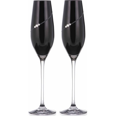 Swarovski Diamante poháre na šampanské Silhouette City Black s kamienkami 2 x 210 ml